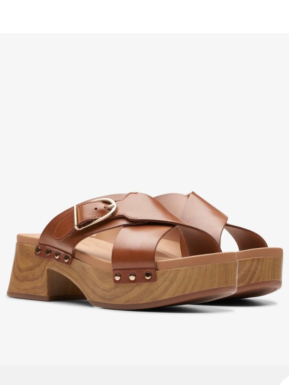 Clarks Sivanne Leather Wedgie Sandals